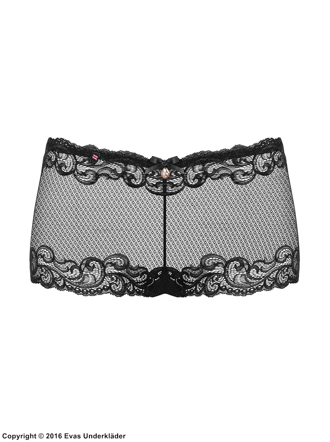 Elegant boyshort-truse, gjennomsiktig netting og blonde